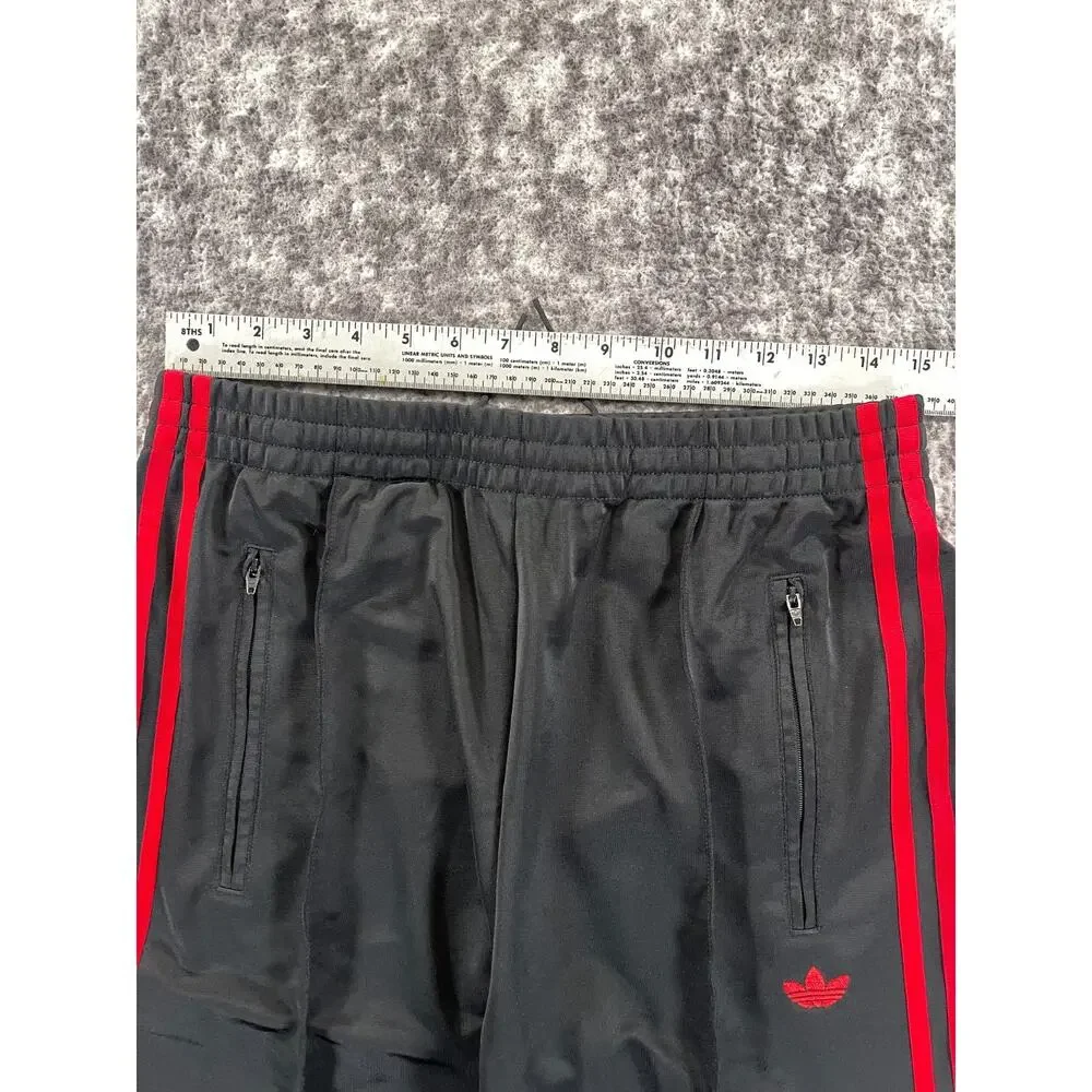 Men’s Black And Red Striped Adidas Sweat Pants Size Medium Trefoil